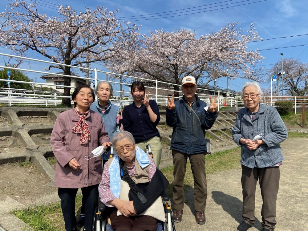 有東坂小規模多機能　屋外活動「桜観賞と歩行訓練」
