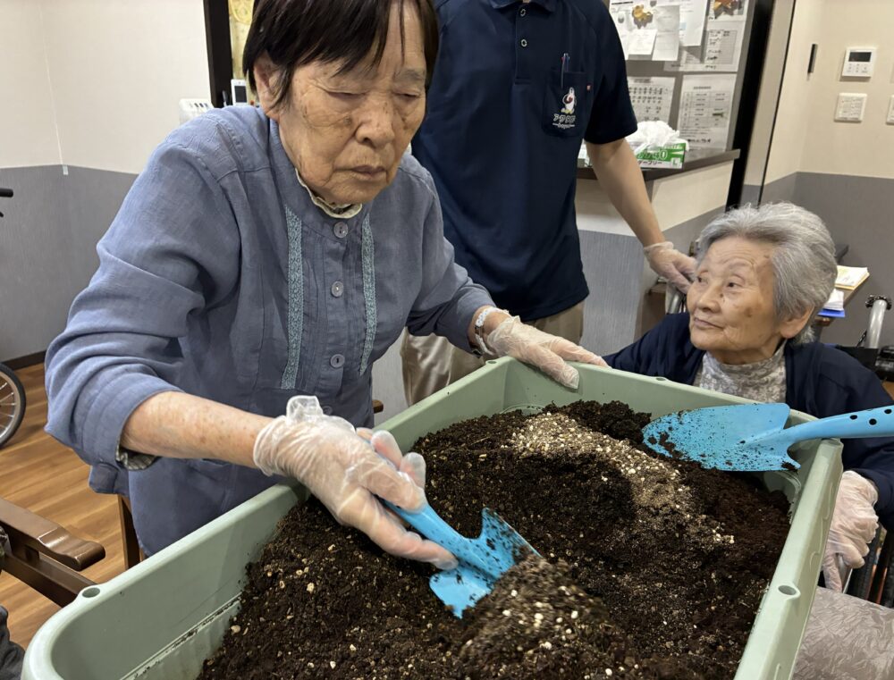 島田市グループホーム_来年にむけて玉ねぎを植えよう